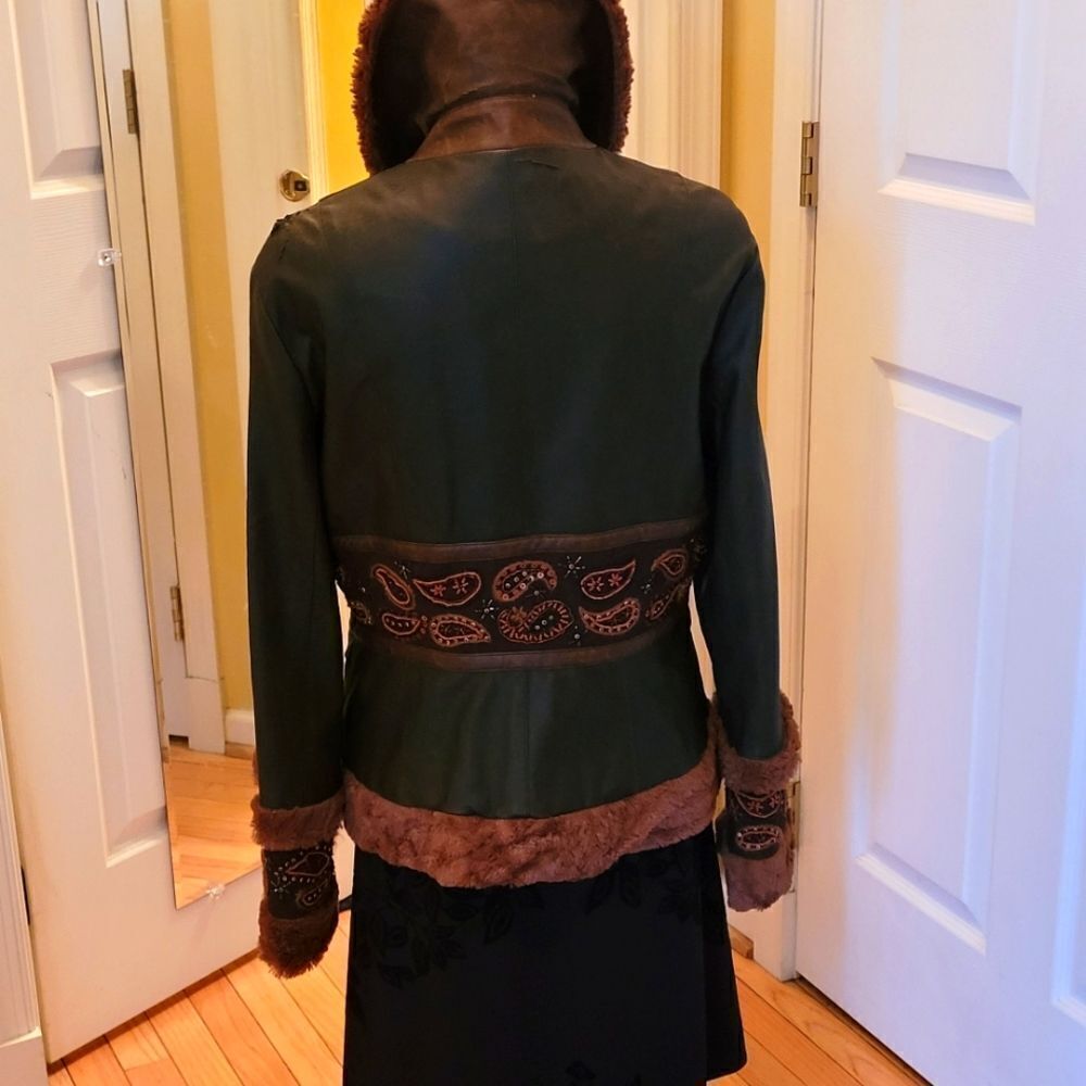 VINTAGE FAUX LEATHER EMBROIDERED JACKET - Picture 2 of 9